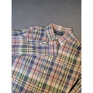 Polo Ralph Lauren Shirt Mens L  Multicolor Plaid Madras Style Custom Fit